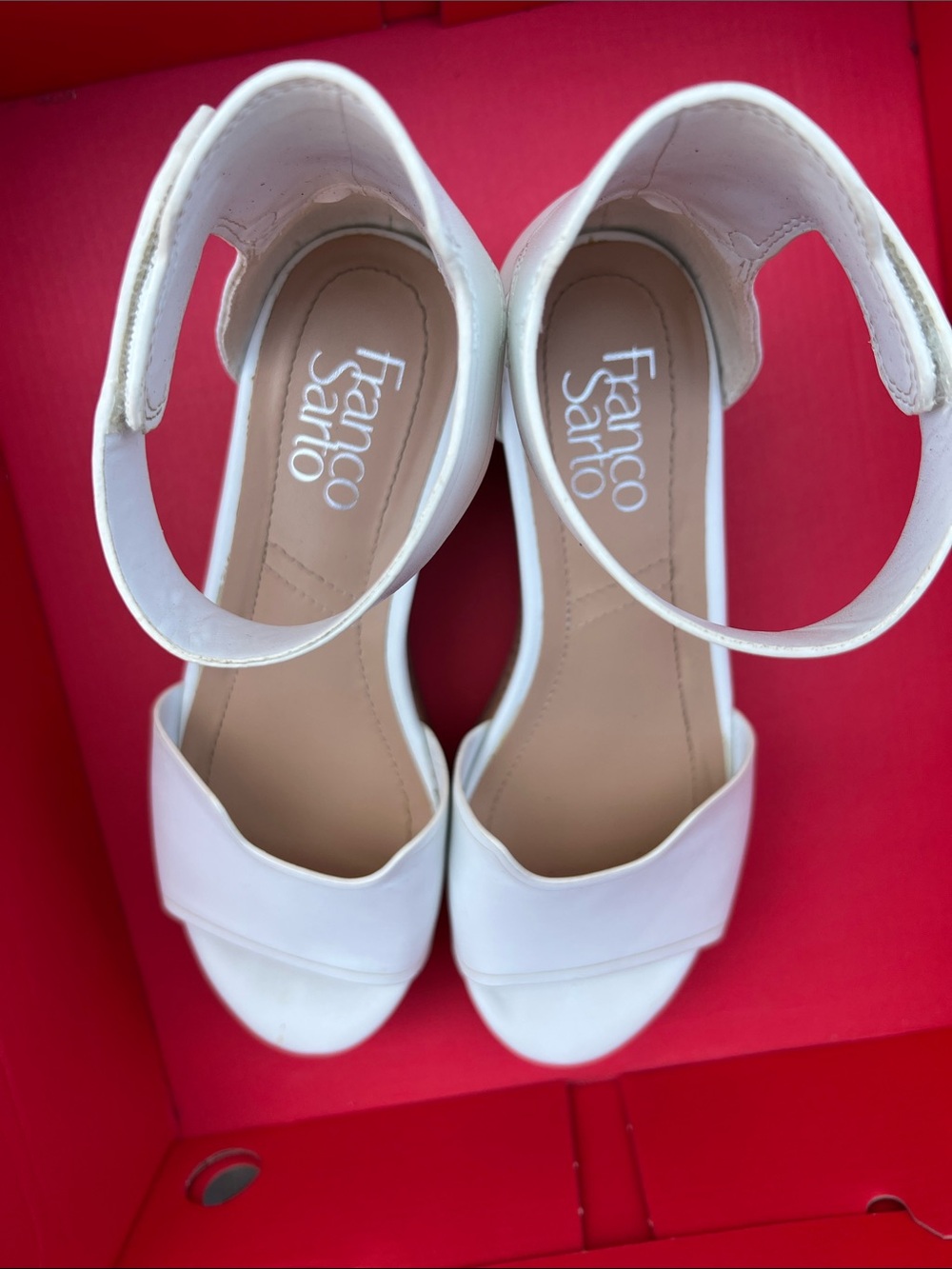 Franco Sarto White Open-Toe Ankle-Strap Heels